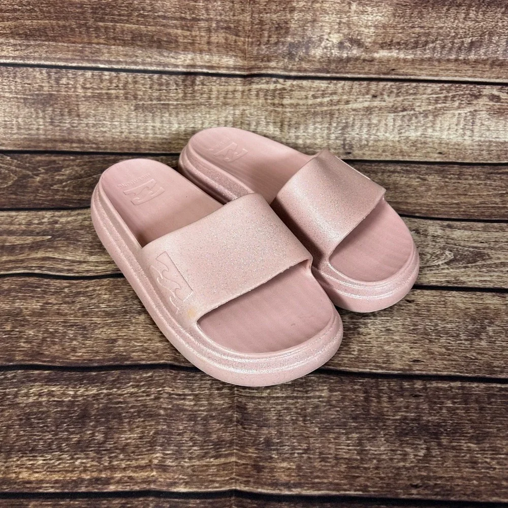 Billabong Kids Pink Glitter Cloud Cushion Platform Slide Sandals‎ Size 1 Beach
